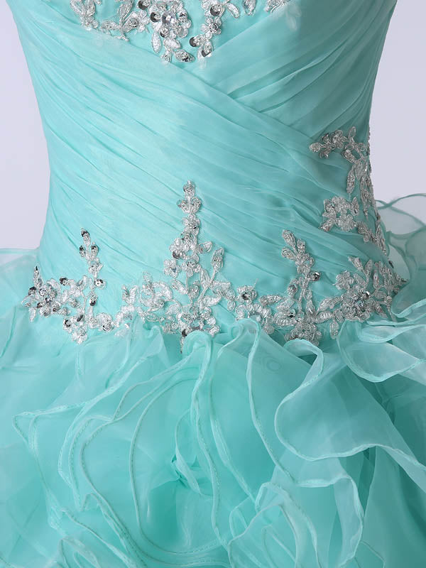Strapless Turquoise Formal Quinceanera Ball Gown Dress
