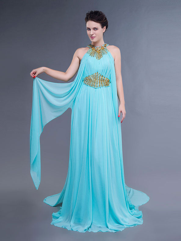 Turquoise Grecian Halter Long Formal Prom Evening Dress Size 12 / Turquoise Turquoise Grecian Halter Long Formal Prom Evening Dress Size 12 / Turquoise