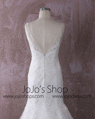 Lace Fit and Flare Dress with V Neck | QT815016