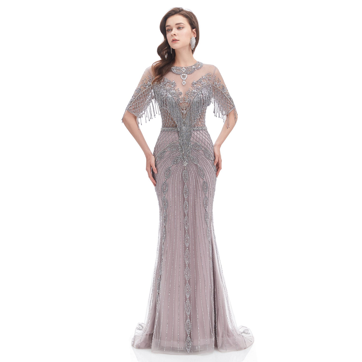 Silver Gray Gatsby Style Formal Evening Dress EN4614 Size 26W / Silver Silver Gray Gatsby Style Formal Evening Dress EN4614 Size 26W / Silver