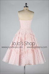 Vintage Inspired Strapless Soft Pink Short Prom Evening Dress DV2081