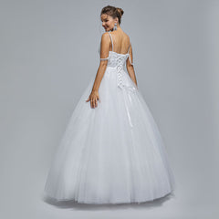 White Ball Gown Maxi Prom Evening Dress with Straps EN5305White Ball Gown Maxi Prom Evening Dress with Straps EN5305