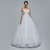 White Ball Gown Maxi Prom Evening Dress with Straps EN5305White Ball Gown Maxi Prom Evening Dress with Straps EN5305