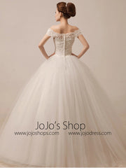 Off Shoulder Ball Gown Wedding Dress Debutante Dress