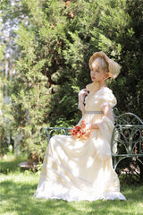 Yellow Bridgeton Lace Empire Maxi Dress VT1003