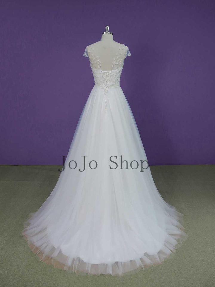 A-line Wedding Dress with 3D Flowers RH1602