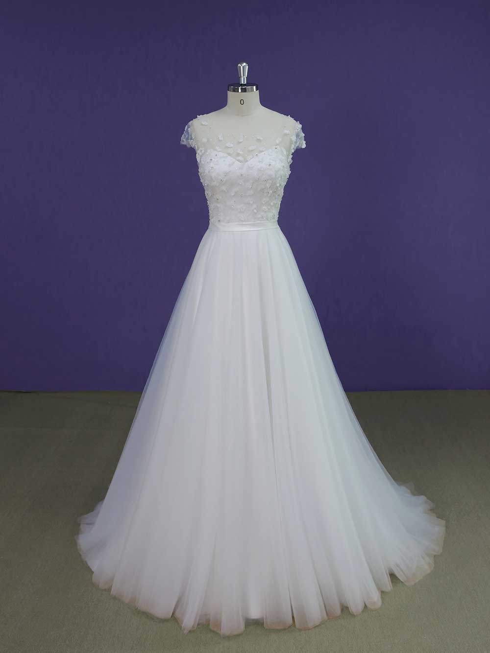 A-line Wedding Dress with 3D Flowers RH1602
