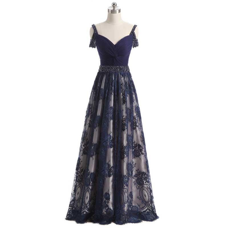 Elegant Black Lace Maxi Long Formal Evening Prom Dress EN1002