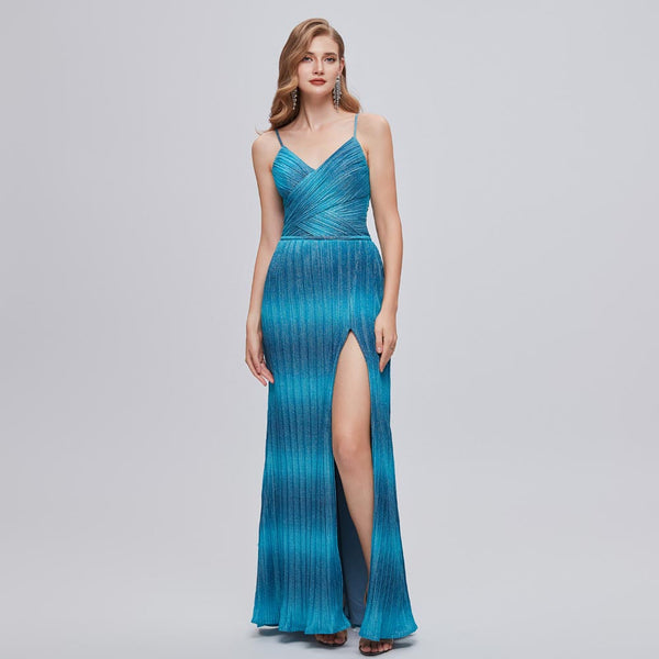 Blue Ombre Maxi Formal Prom Evening Dress EN5203