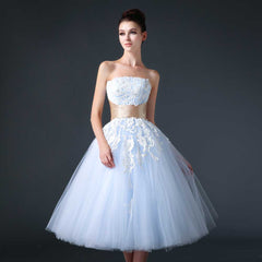 Blue Retro 50s Tea Length Prom Dress Formal Dress CC3005