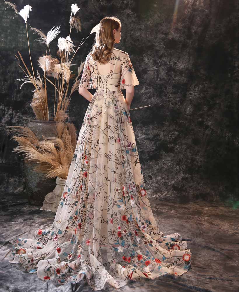 Vintage Botanical Lace Formal Prom Evening Dress EN3902