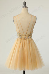 Champagne Short Cocktail Semi Formal Prom Dress EN5709