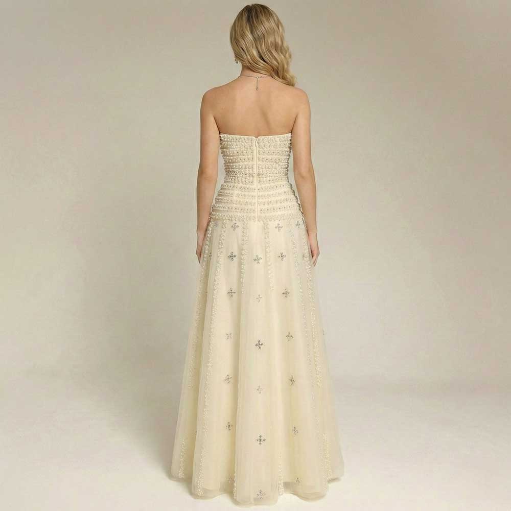 sachin and babi light blue dress Ivory Sculpted Corset Gown with Draped Skirt
