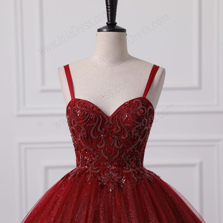 Red Maxi Ball Gown Evening Dress with Sweetheart Neckline EN5803