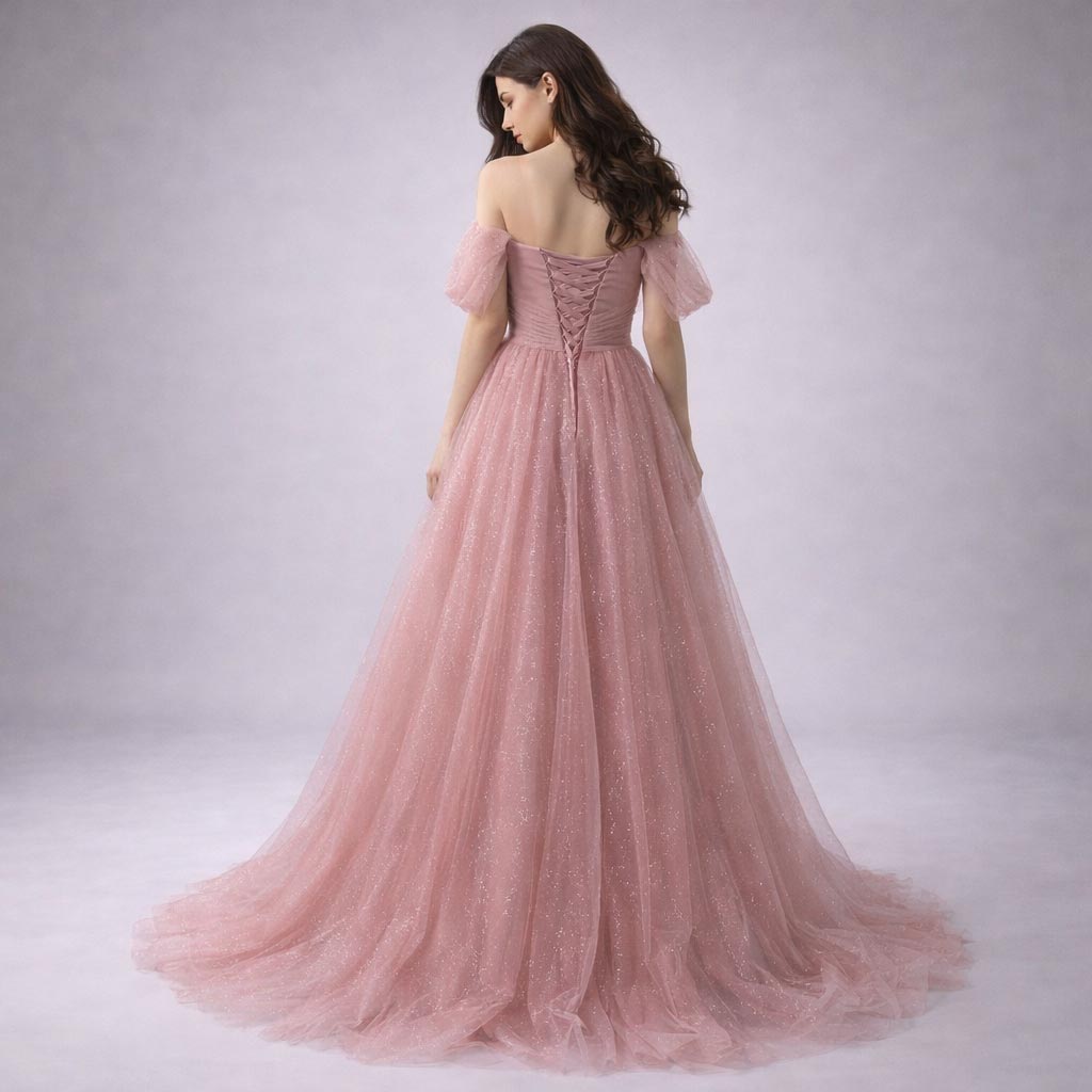Off the Shoulder Maxi Glitter Tulle Prom Formal Evening Dress XH1076 Off the Shoulder Maxi Glitter Tulle Prom Formal Evening Dress XH1076