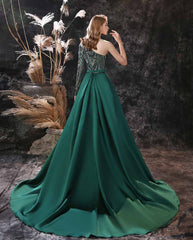 Green Sequins Maxi One Shoulder Fitted Mermaid Formal Evening Dress EN3904