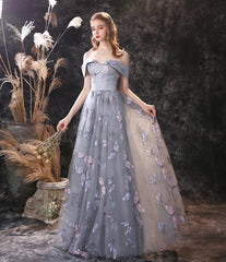 Gray Maxi Long Butterfly Formal Prom Evening Dress EN3901