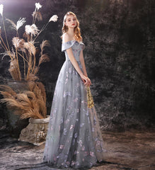 Gray Maxi Long Butterfly Formal Prom Evening Dress EN3901