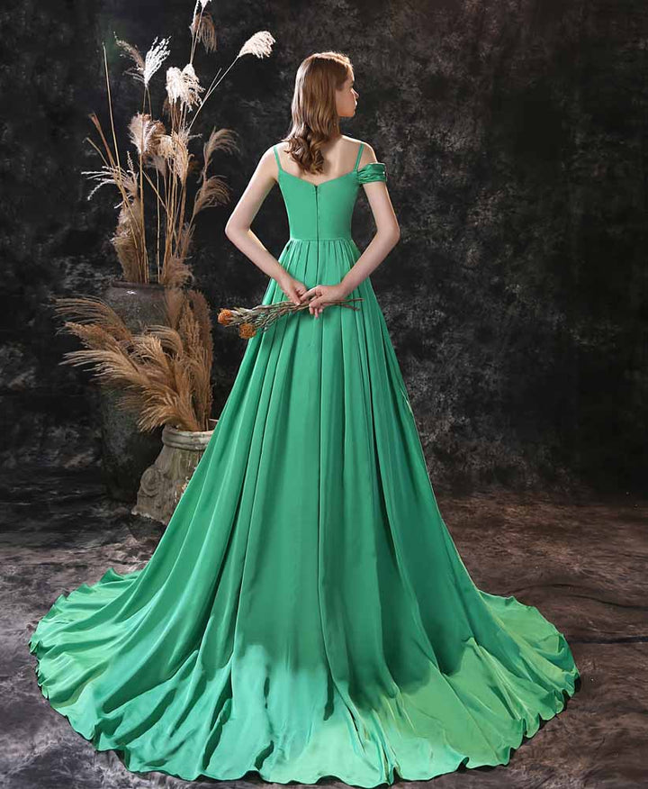 Green Maxi Formal Prom Evening Dress with Side Slit EN3907