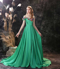 Green Maxi Formal Prom Evening Dress with Side Slit EN3907