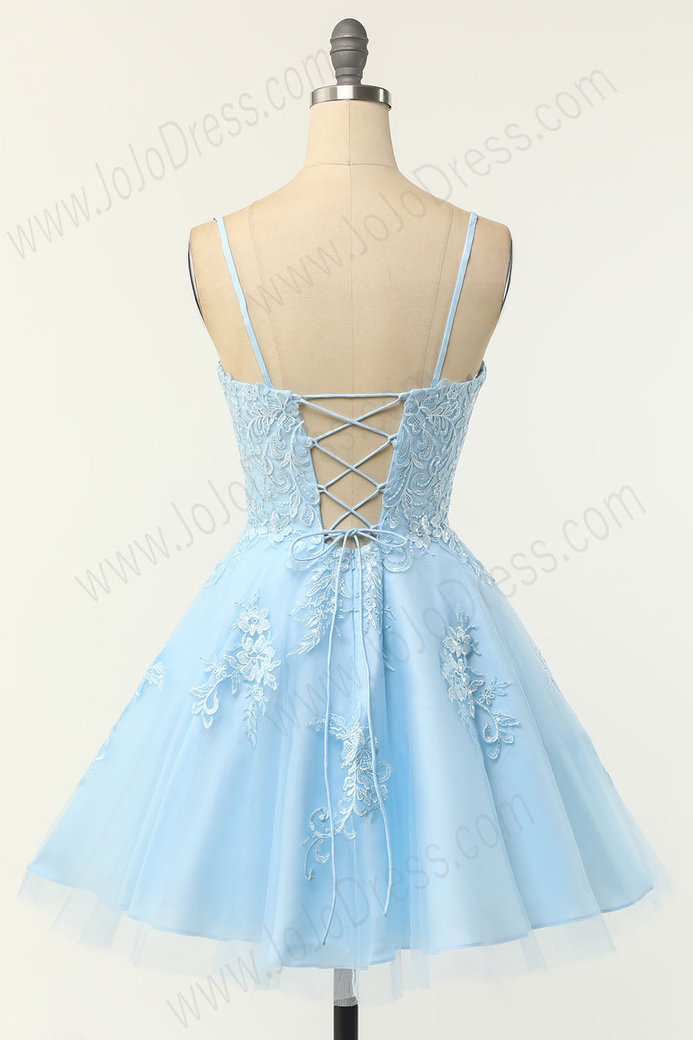 Blue Short Cocktail Lace Prom Semi Formal Dress EN5703