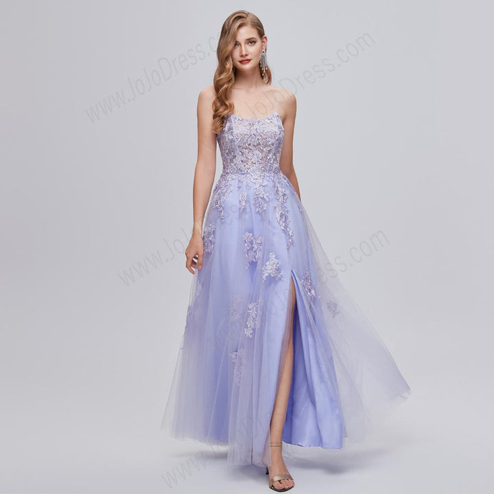 Lilac Purple Lace Formal Prom Evening Dress EN5201