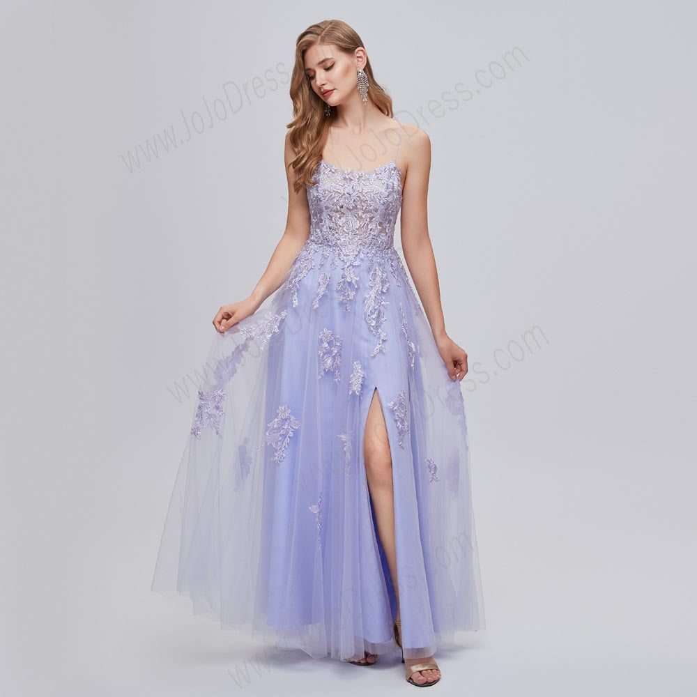 Lilac Purple Lace Formal Prom Evening Dress EN5201