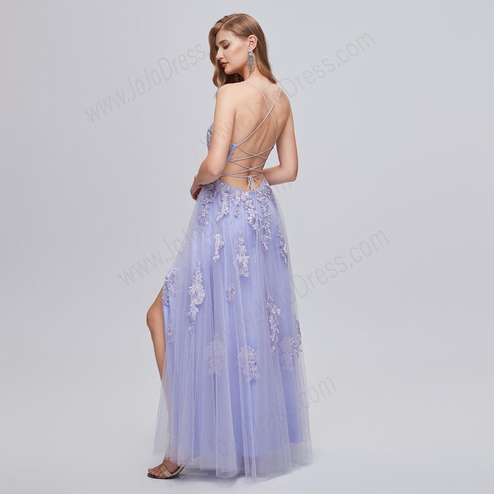 Lilac Purple Lace Formal Prom Evening Dress EN5201