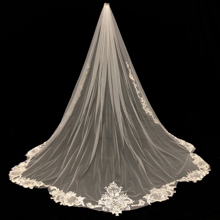 Long Cathedral Lace Wedding Veil with Lace from Midway EE883055