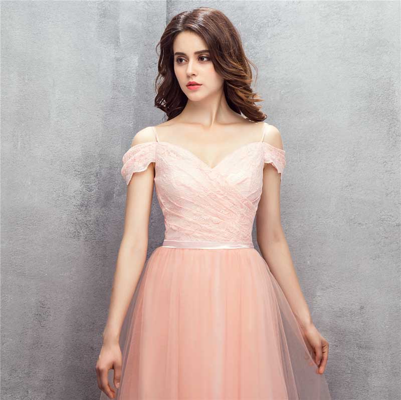 Peach Maxi Formal Home Coming Evening Dress with Lace EN1001