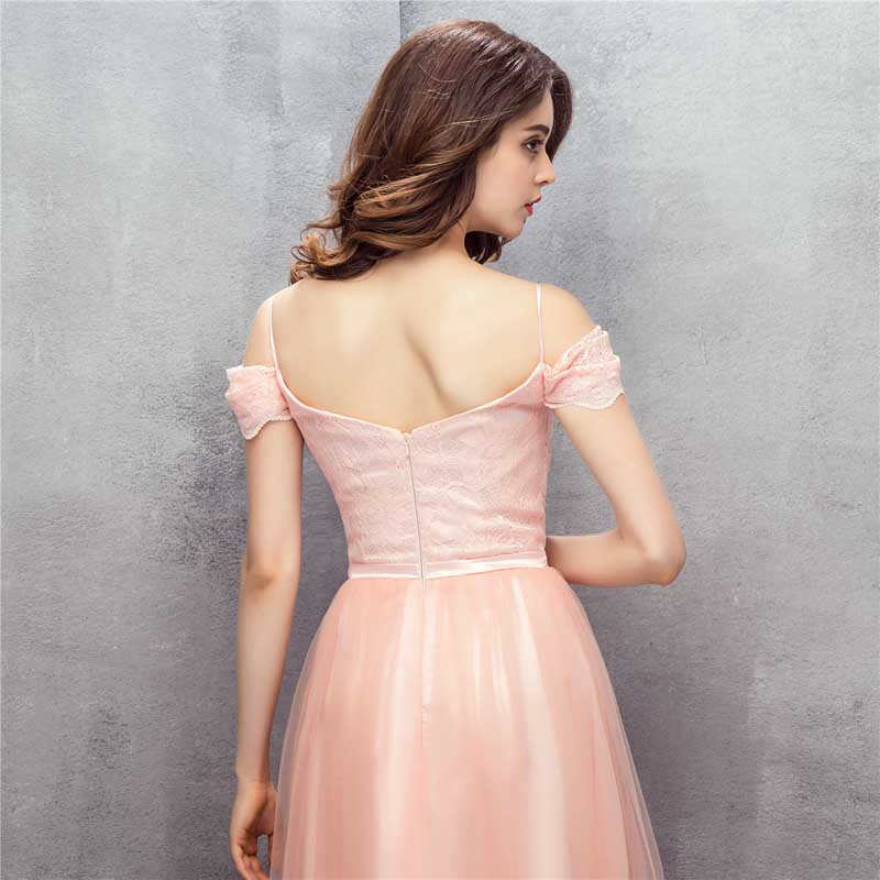 Peach Maxi Formal Home Coming Evening Dress with Lace EN1001