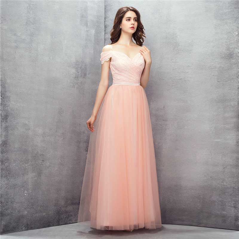 Peach Maxi Formal Home Coming Evening Dress with Lace EN1001