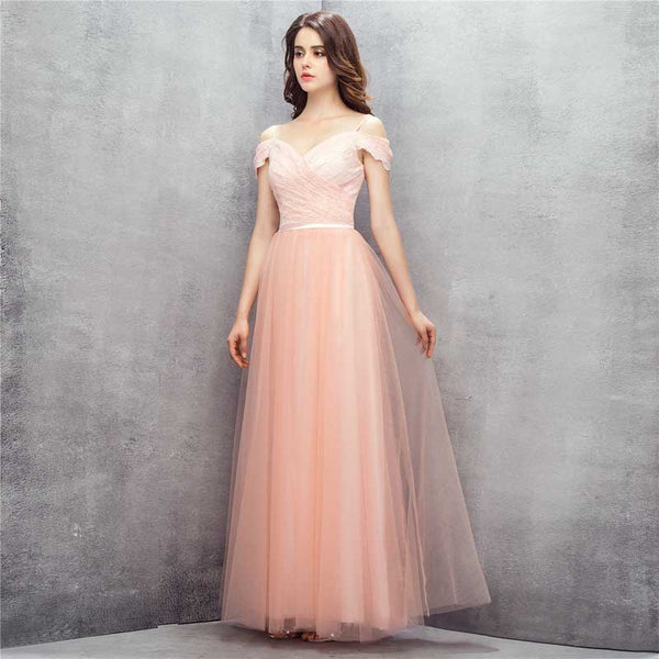 Peach Maxi Formal Home Coming Evening Dress with Lace EN1001