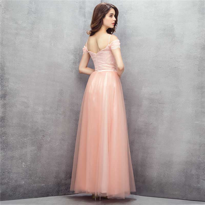 Peach Maxi Formal Home Coming Evening Dress with Lace EN1001