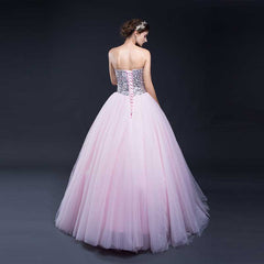 Strapless Pink Ball Gown Evening Dress with Sequins Top EN904
