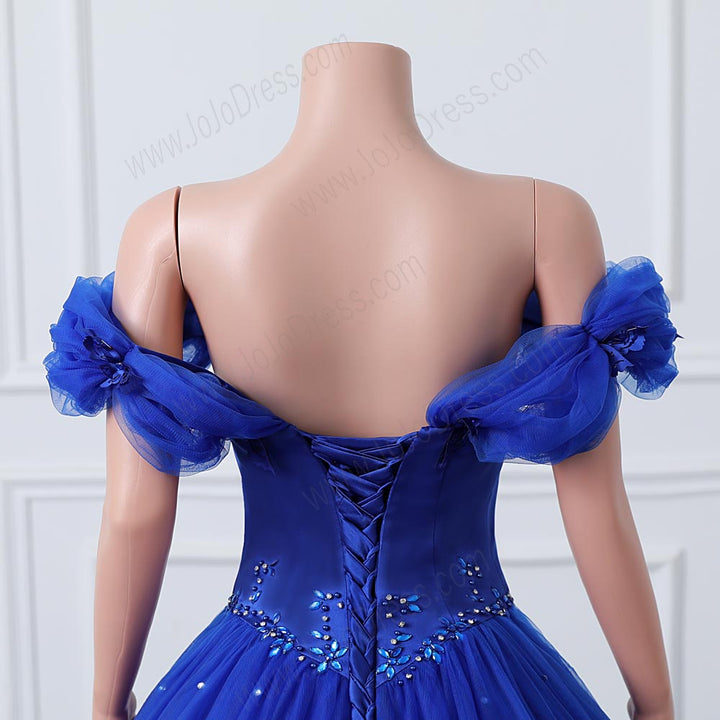 Royal Blue Butterfly Off the Shoulder Maxi Prom Ball Gown Evening Formal Dress EN5802