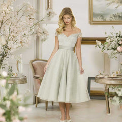 Retro 50s Sage Green Short Formal Wedding Dress