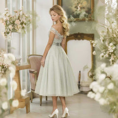 Retro 50s Sage Green Short Formal Wedding Dress