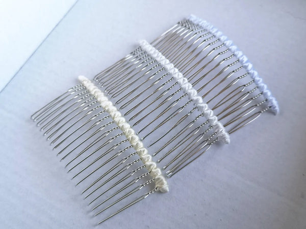 Ivory and White Satin Wrapped Comb