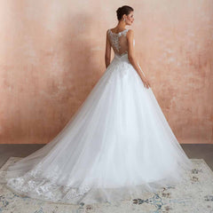 Lace Ball Gown Wedding Dress with Plunging Neck EN3416