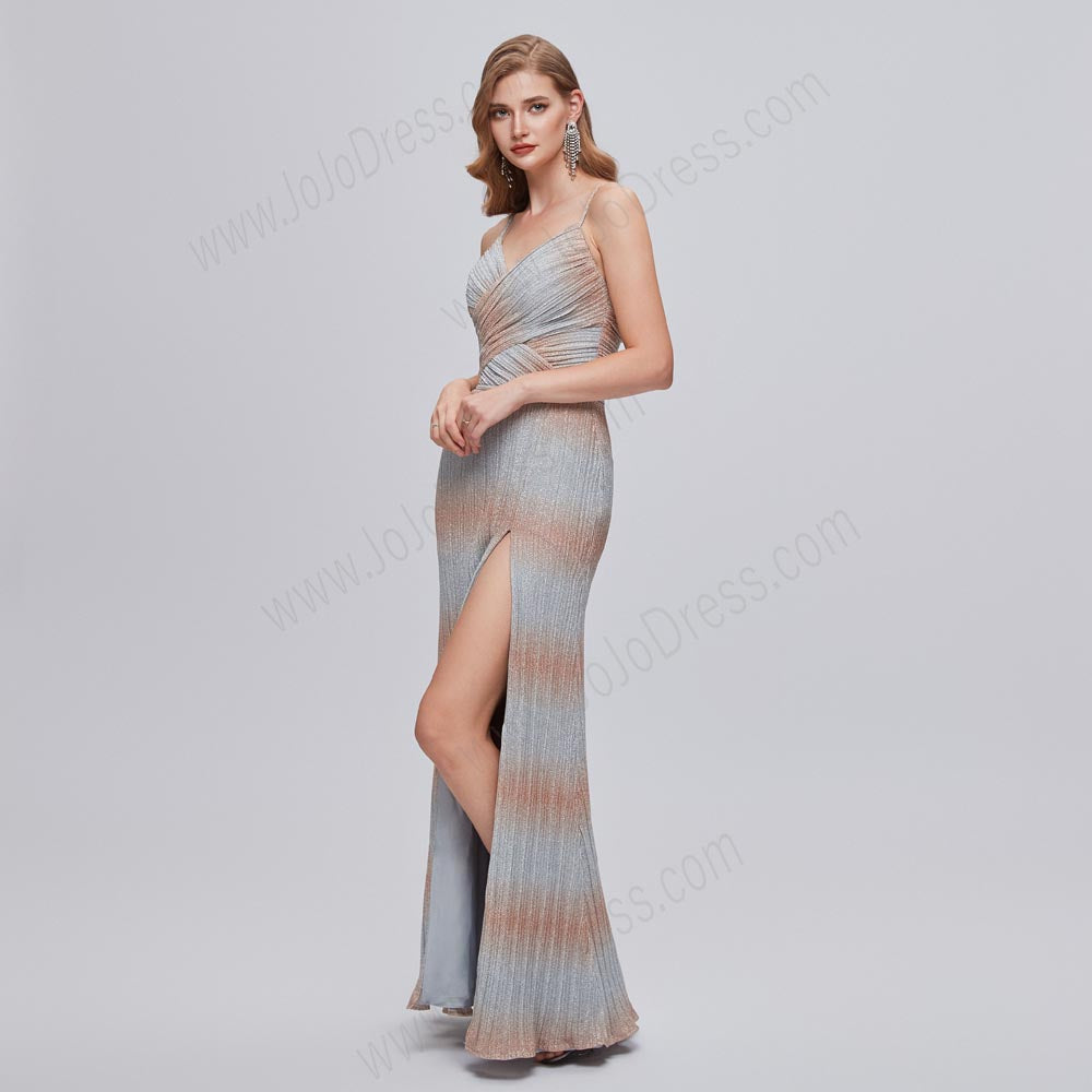 Silver Ombre Maxi Formal Prom Evening Dress EN5203