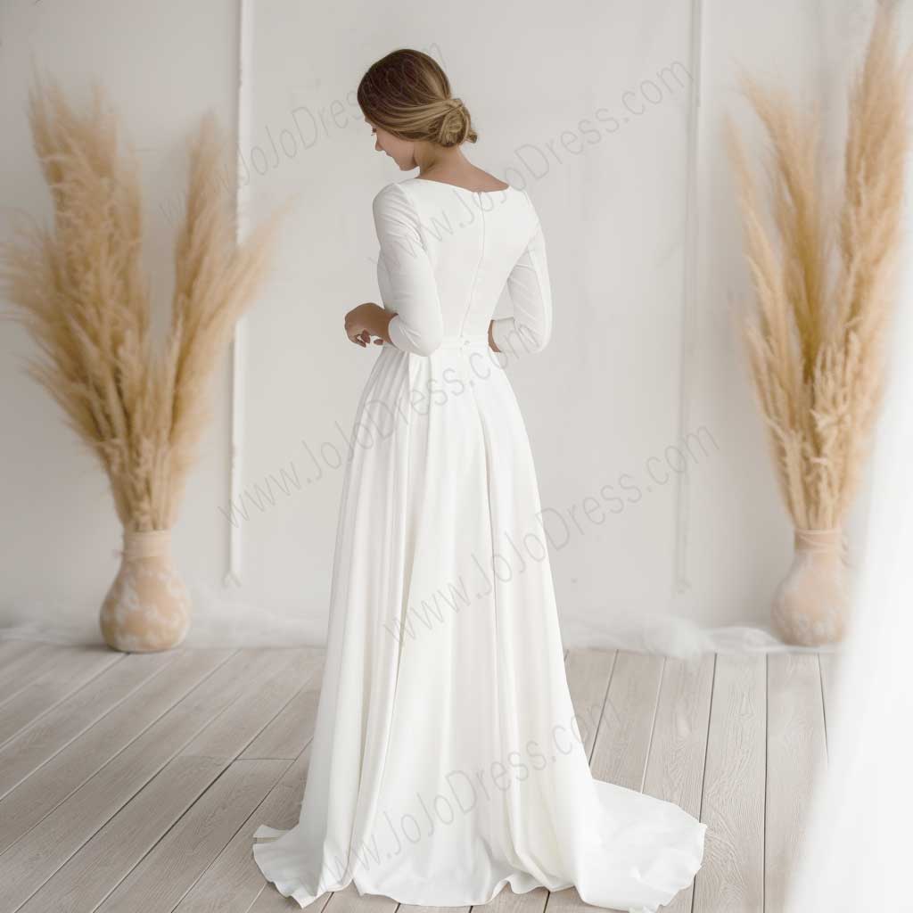 Simple Minimalist Crepe Chiffon Wedding Dress ET3001