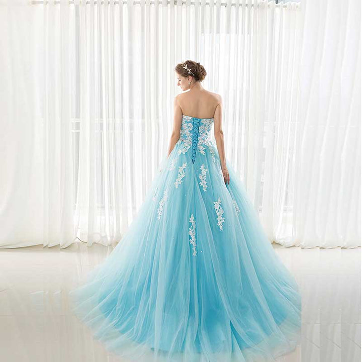 Cinderella Blue Lace Ball Gown Formal Evening Sweet Sixteen Dress EN901