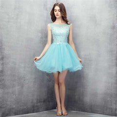 Short Turquoise Lace Formal Cocktail Mini Dress EN1007