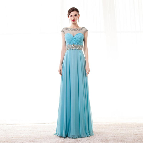 Turquoise Blue Maxi Long Formal Prom Evening Dress EN132