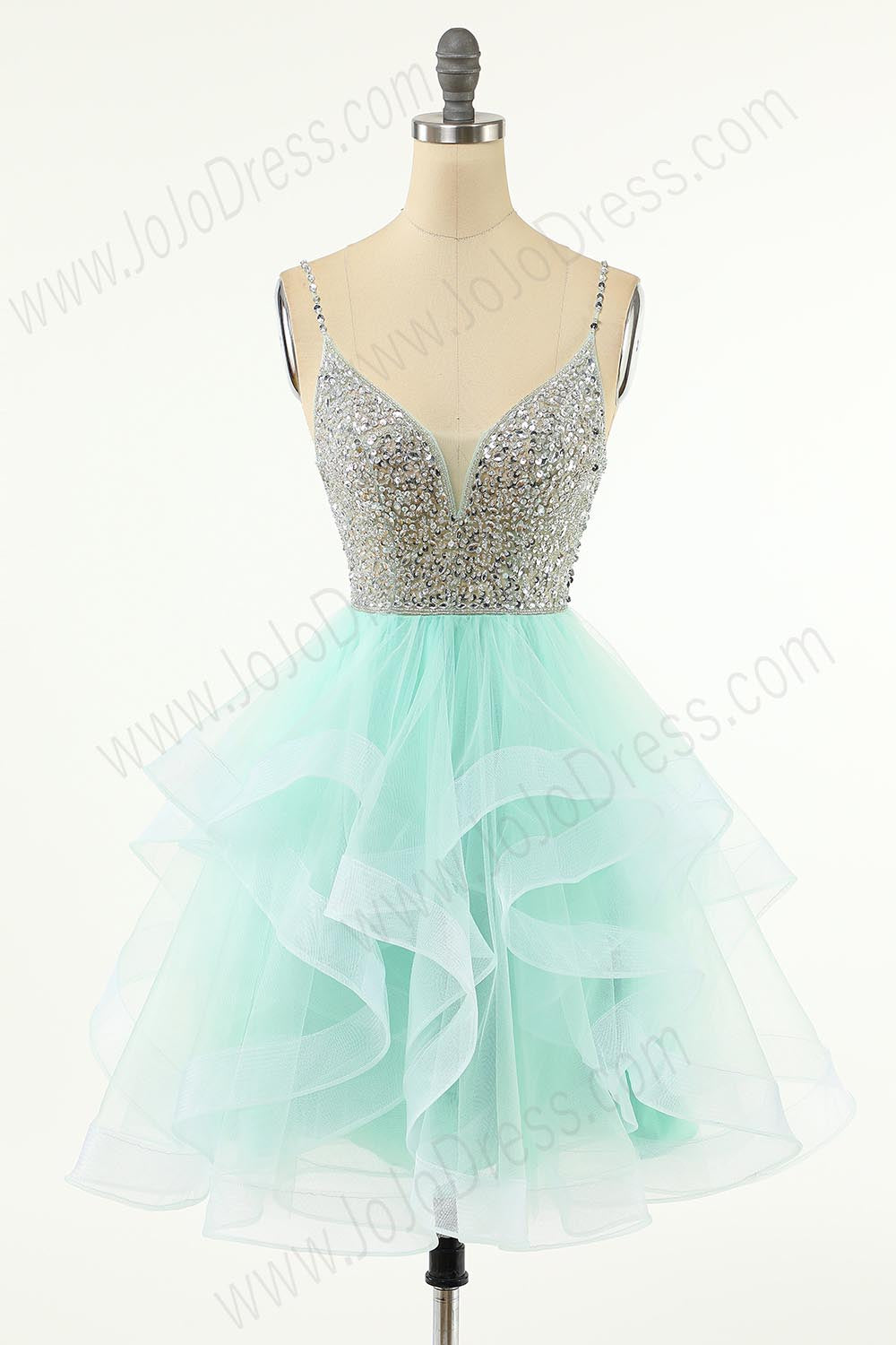 Turquoise Cocktail Dress with Ruffle Skirt EN5710