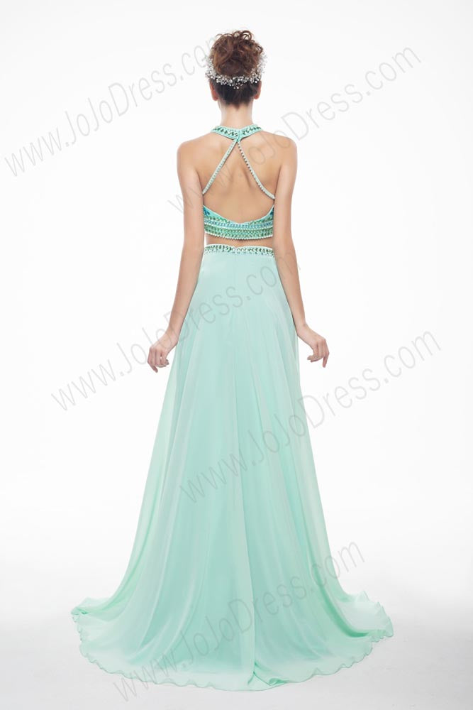 Turquoise Sexy Maxi Chiffon Formal Prom Evening Dress EN144