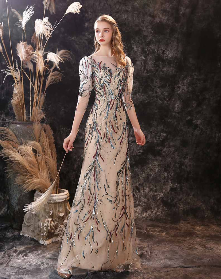 Vintage Hollywood Style Sequins Maxi Formal Evening Dress EN3903
