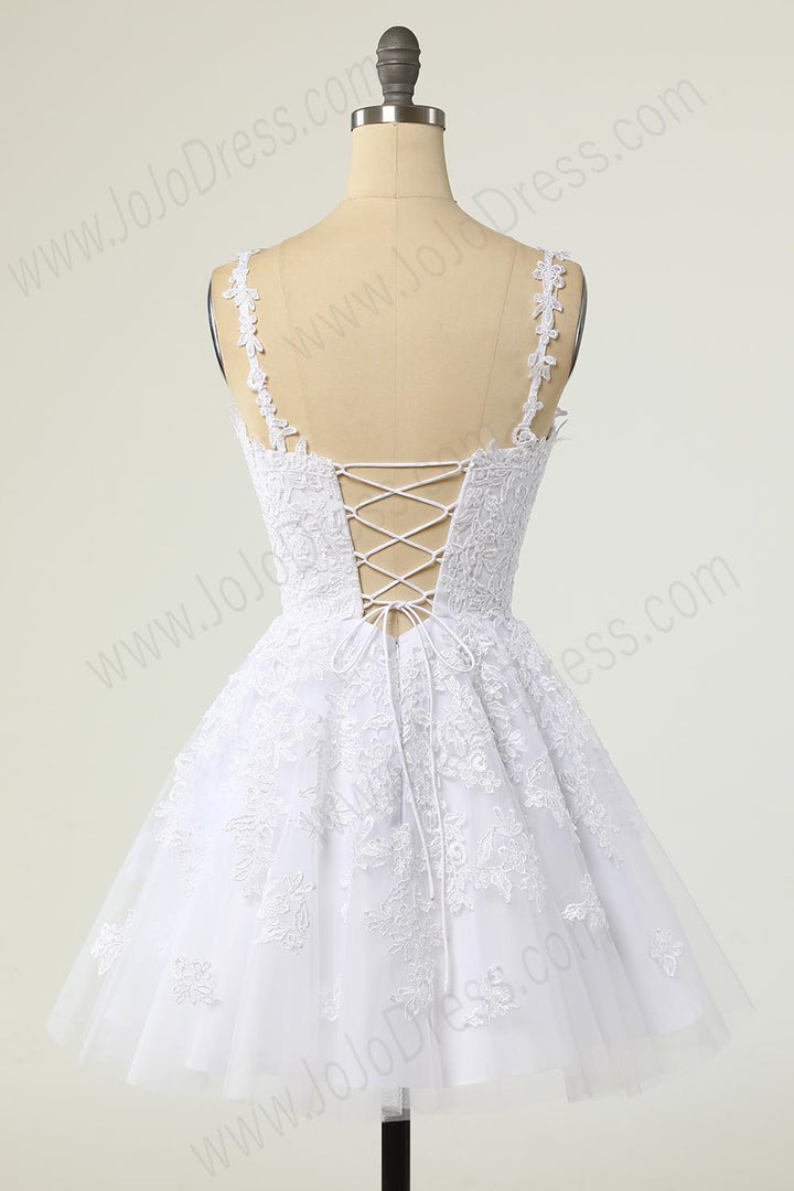 White Lace Short Cocktail Semi Formal Prom Dress EN5706