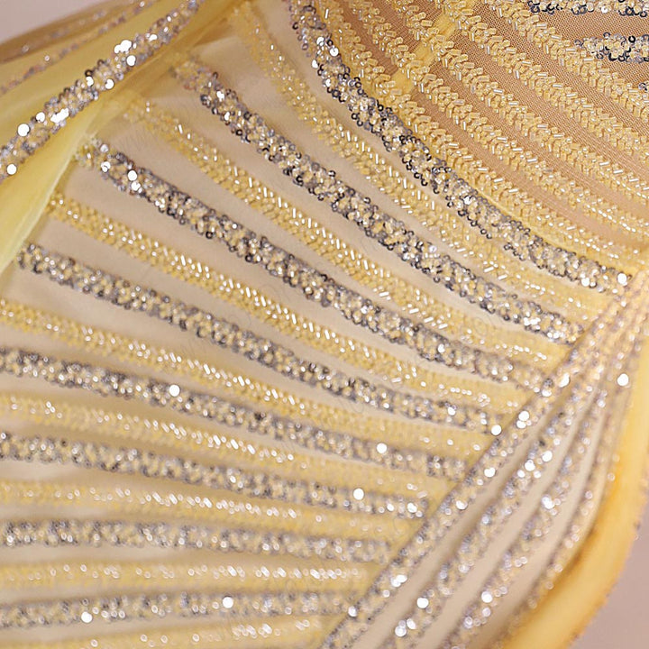 Sparkly Yellow Maxi One Shoulder Formal Prom Evening Dress EN5811